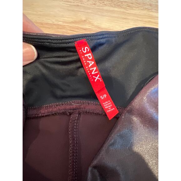 SPANX Mahogany Faux Leather Leggings Women's S - Picture 8 of 13